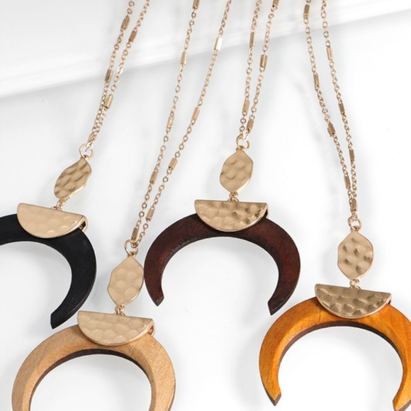 Jewelry - LAST ONE! Light Brown Crescent Wood  Necklace
